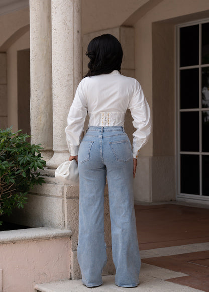 When I’m Ready Sequin Floral Jeans Light Denim