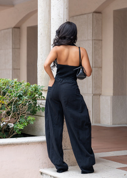 The Powerline Ruched Jumpsuit Black